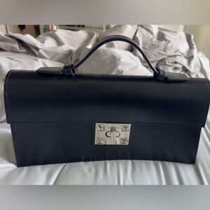 Valentino rock stud black leather clutch/handbag